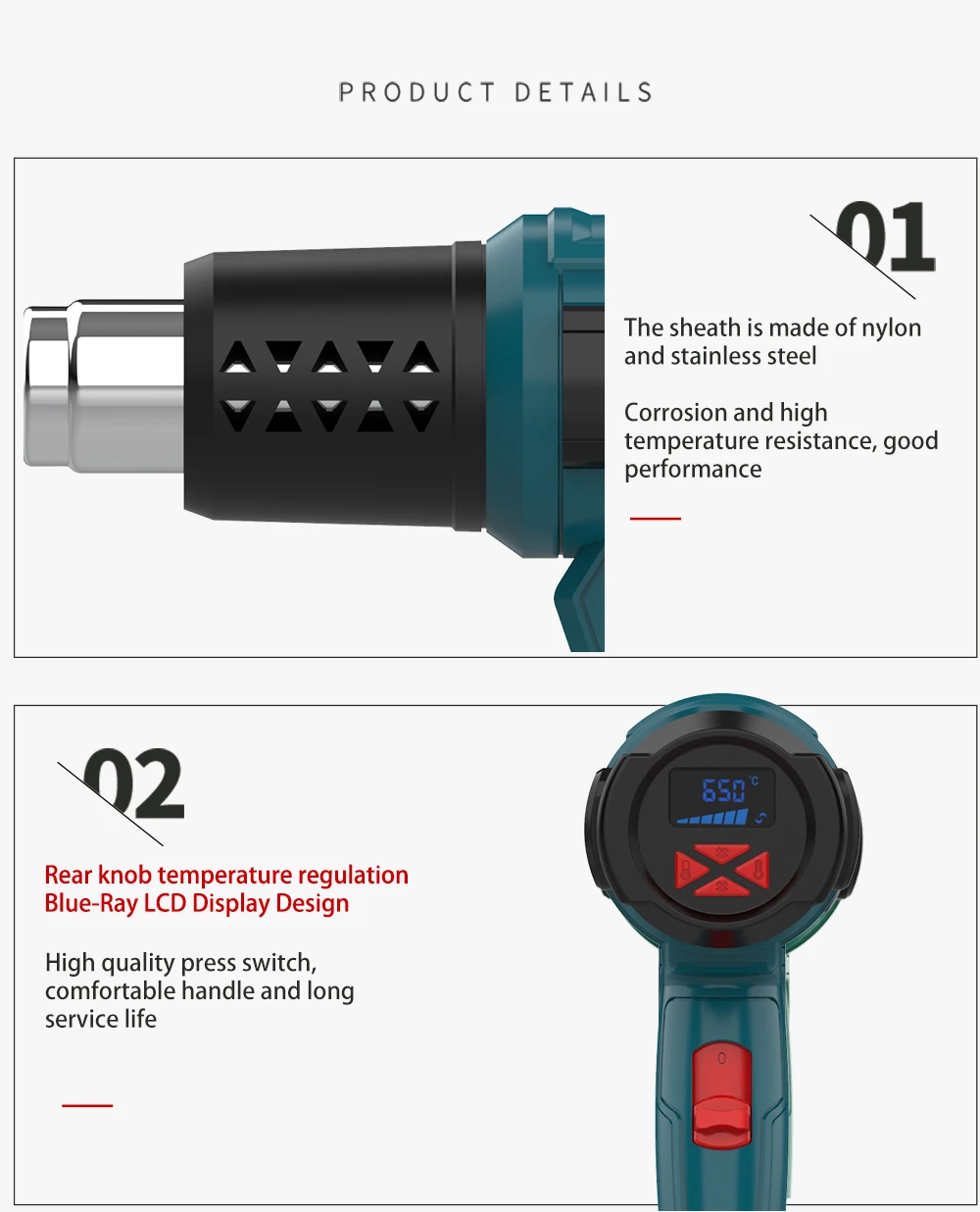 220V Heat Gun Kit 2000W Hot Air Gun Digital Variable Temperature Four Nozzles Paint Remover/Stripper Home Improvement hot air gun heat gun