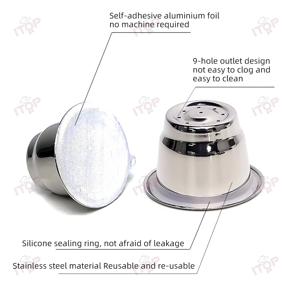 Espresso Coffee Capsules Set Coffee Capsulas Stainless Steel Refillable Nespress Capsule Reusable Filters