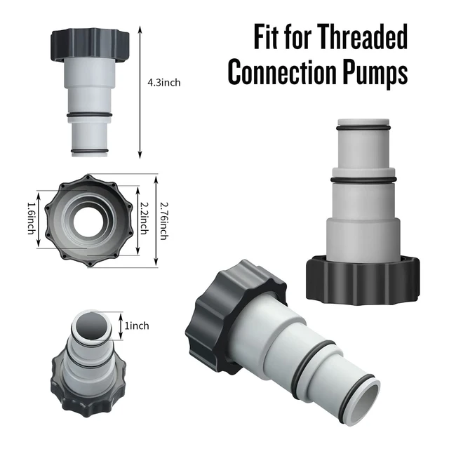 Cserelő Tömlő Adapter A. Gallérral A Menetes Csatlakozószivattyúk Medence Adapteréhez Dugattyúval Valvedrain Adapterhez - Image 6