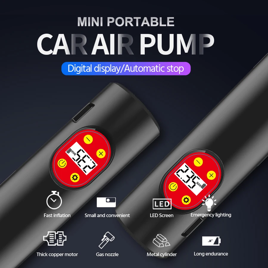E-ACE Air Pump Portable Wireless Inflatable Pump 6000mAh Suitable For All Kinds Of Tires And Balloon Toy Air Compressor