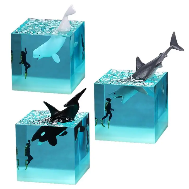 Creative Resin Marine Animal Ornament Shark Diver Ocean Whale ...