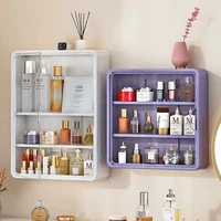 No Drill Bathroom Organizer – Multi-Layer Transparent Cosmetic Display Cabinet with Removable Shelves 2