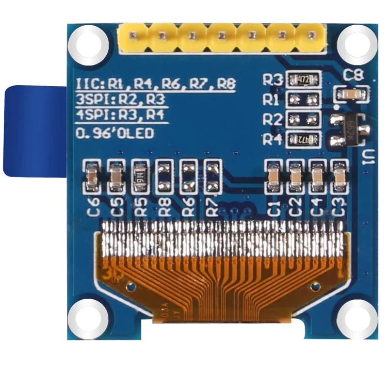 Display OLED 0.96 Pollici 12864 Per Arduino - 2 Pezzi, Interfaccia SPI/IIC, Giallo E Blu - Foto 6