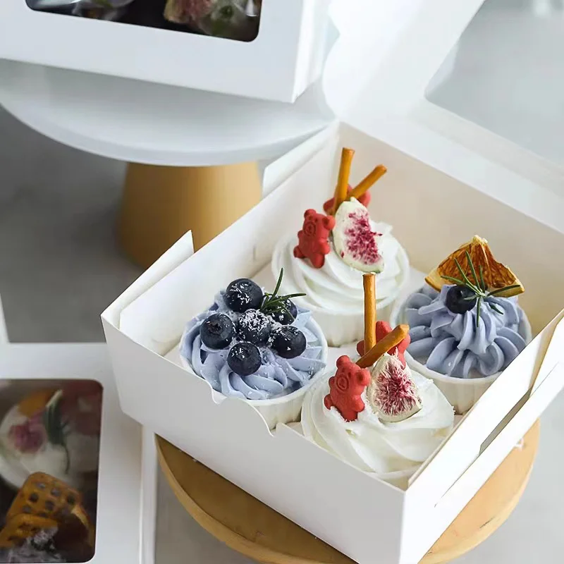 10PCS Cupcake Boxes with 2/4 Holes, Clear Window Cake Holder, Perfect for Wedding, Birt... - SKU CWCH2103 - UGI Packaging