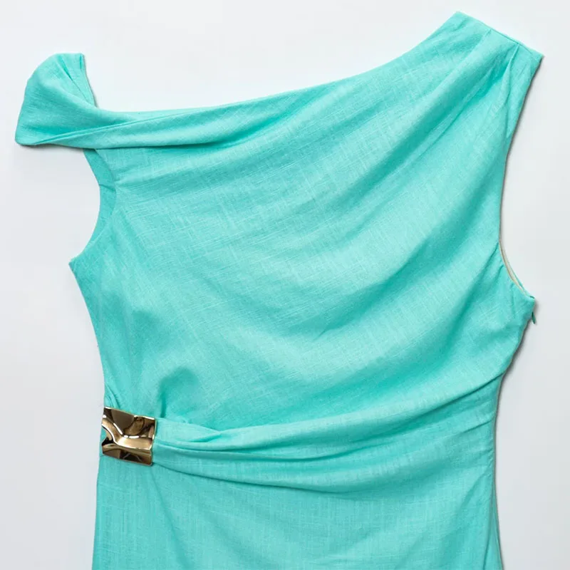 فساتين طويلة 2025 قطعة واحدة ميدي غير متناظرة مشد...