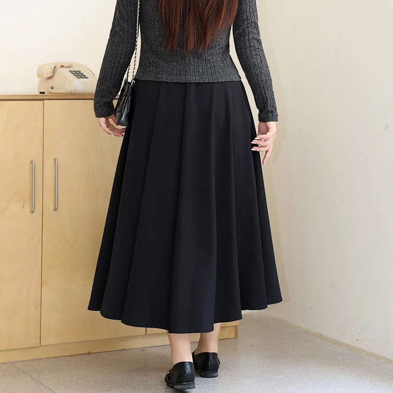 Plus Size Women's Black Skirt Premium Long A-Line Umbrella Skirt Ball Gown Elegant French Commuter Autumn 2025