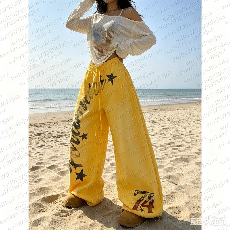 2026 Amerikanische Retro-Print-Freizeithose Vielseitiger Hot-Girl-Stil High-Street Harajuku-Stil Damen- und Kinder-Freizeithose