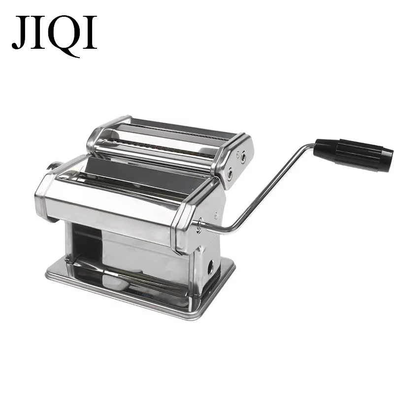 Hand Crank Pasta Maker 2 Blades Stainless Steel Manual Dumpling Noodle Making Machine Pressing Spaghetti Cutter Dough Hanger