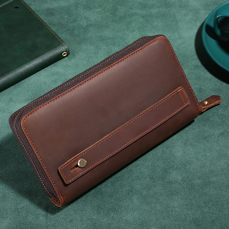 

Wallet for Men Leather Wallet Long Section RFID Anti-theft Card Swiping Bag Top Layer Leather Coin Purse High Quality Clutch Bag