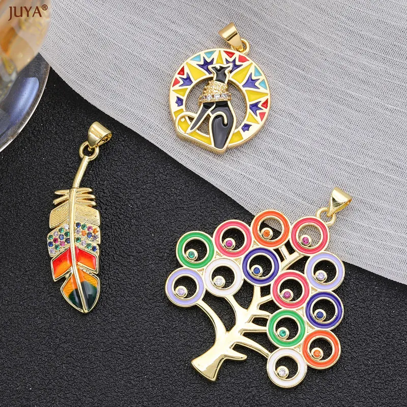 

JUYA Bohemia Style Pendants High Polished Copper Zircon Charm For DIY Women Fashion Necklaces Jewelry Making Accessories