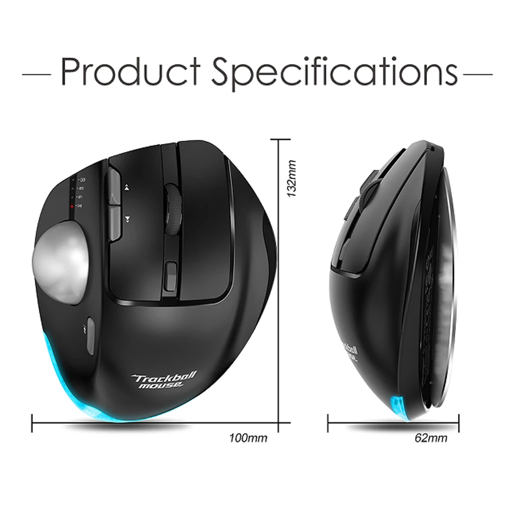 Lefon-mouse Ergonômico Bluetooth sem Fio Rollerball Mice Recarregável para Computador pc Desenho de Escritório 2.4g F33 Trackball - Imagem 6