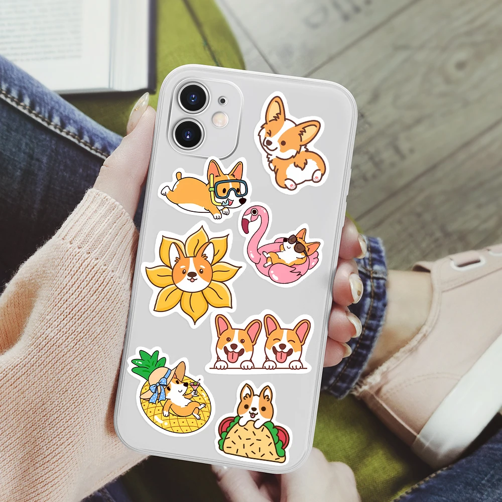 Cute Kawaii Corgi Pet Dog Decorative Washi Stickers Scrapbooking Label Diary Stationery Album Computer Refrigerator Skateboard handbook stickers