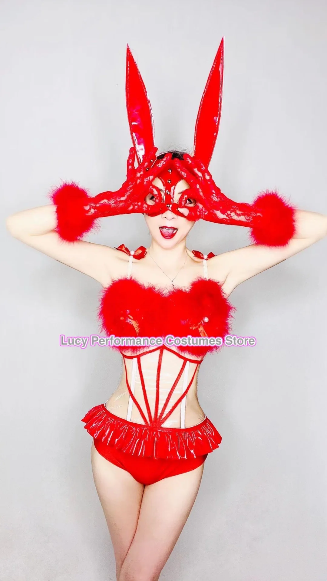 

The most popular red sexy mask girl gogo guest female singer performance bar DJ dance DS night set