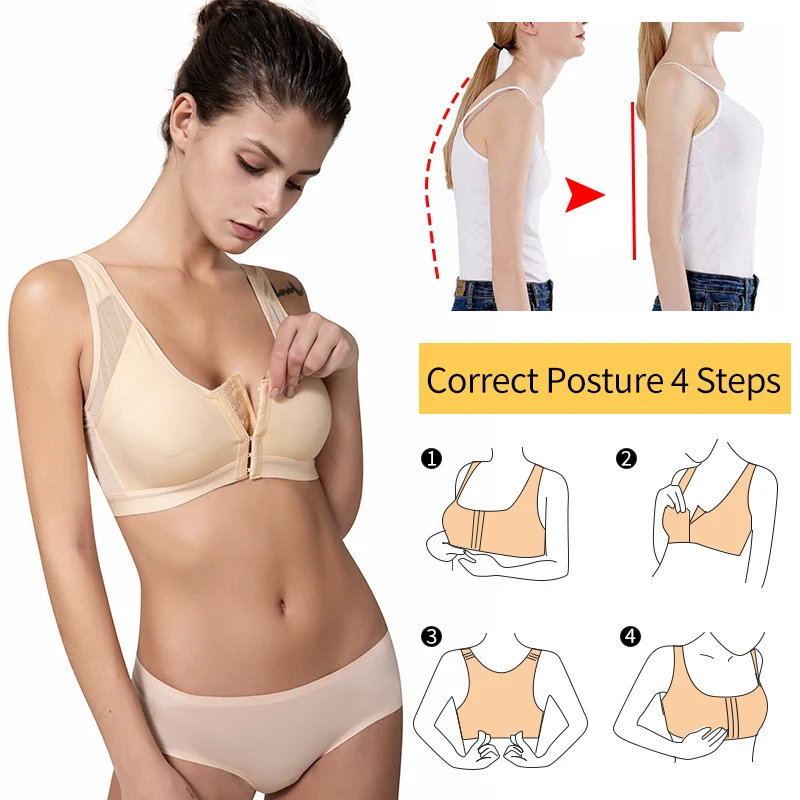 Women Front Closure Posture Corrector Shaper Fitness Vest Bras Compression  Post Surgery Top Slim Shapewear Lift Up Bra Underwear