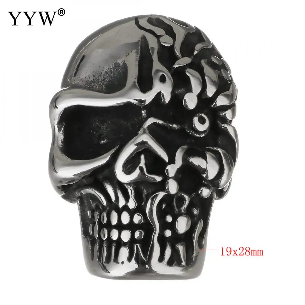 

2pcs Stainless Steel Magnetic Magnetite Claspchinese Style Skull Devil Demon Crossbones Vintage Color 19x28x19mm Hole:Approx 8mm