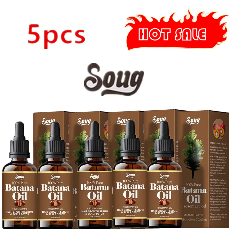 5PCS Batana Oil with Rosemary For Healthy Hair Nourish Scalp Serum Moisturizing Hair Thickness Pure Organic Batana Oil hair essence oil hair growth oil hair oil