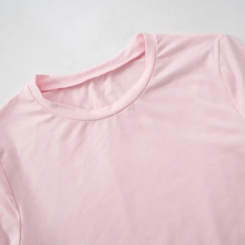 Spring New Women's Solid Color Basic Set Round Neck Long Sleeve Women's Top Elastic Waist Wide Leg Pants Casual Two-piece Set