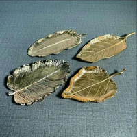 Luxury Metal Storage Tray Leaf Feather Shape Jewelry Display Plate Gold Fruit Dessert Cake Storage Tray Home Desktop Decorative 1