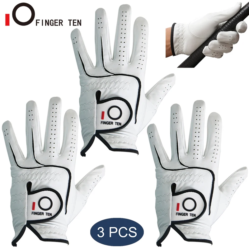 Men Golf Gloves All Cabretta Leather Grip Lh Rh Comfortable Durable Fit