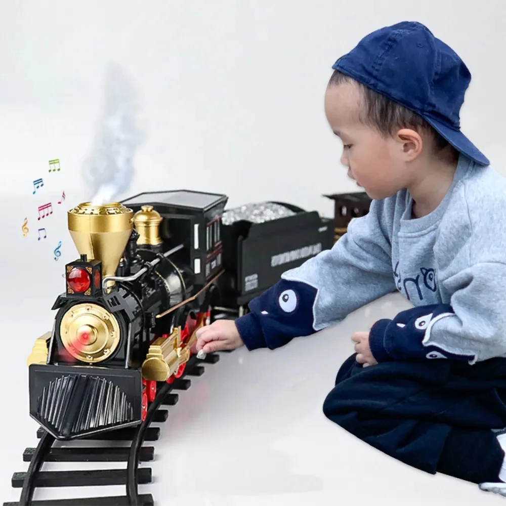 Simulation Train Remote Control Retro Steam Electric Stepless Speed Control Remote Smoking Train Children's Toys