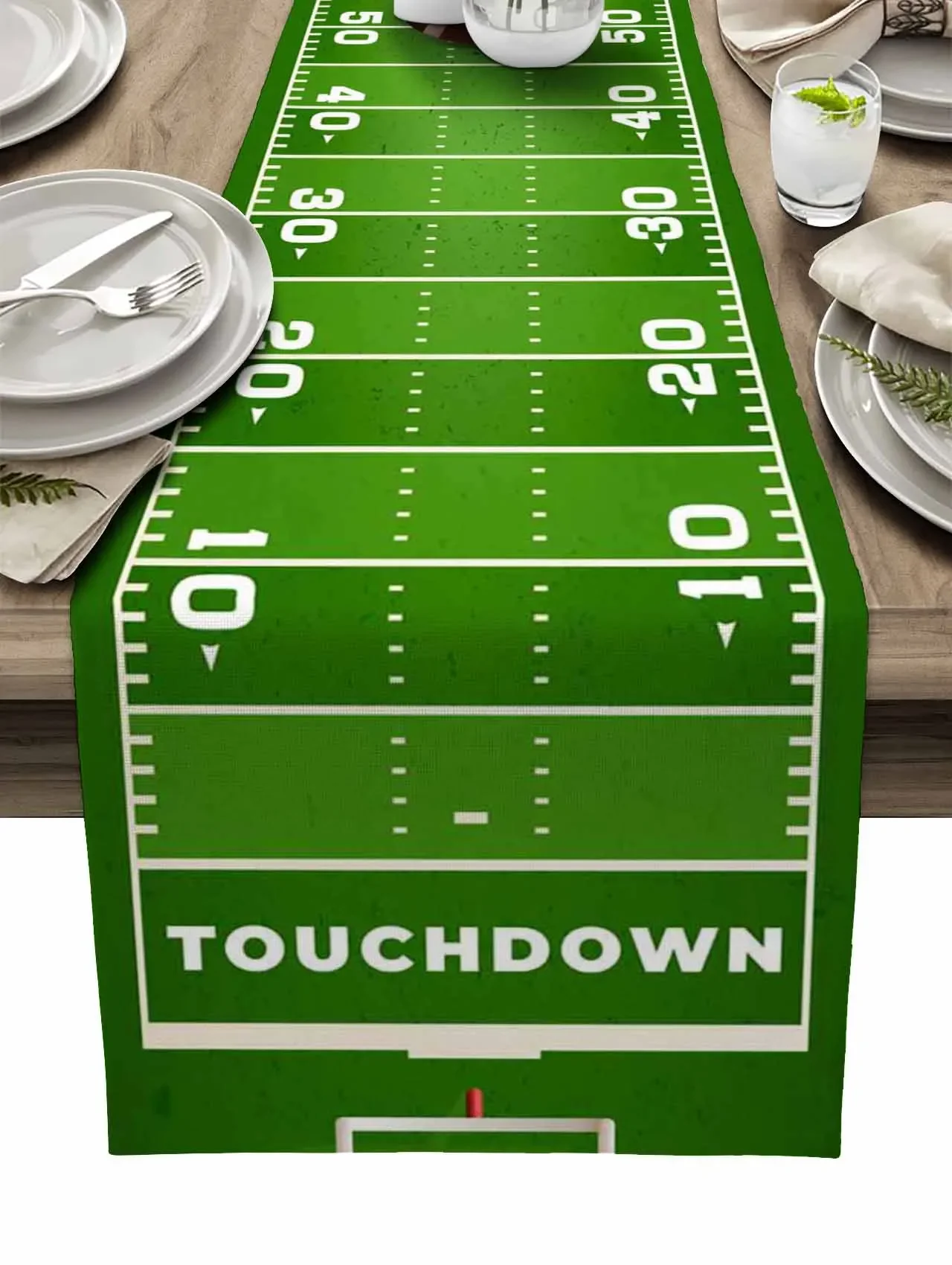 Football Field Lawn Game Table Runner Wedding Decoration Rectangular Dining   Cover Kitchen Decor  Cloth