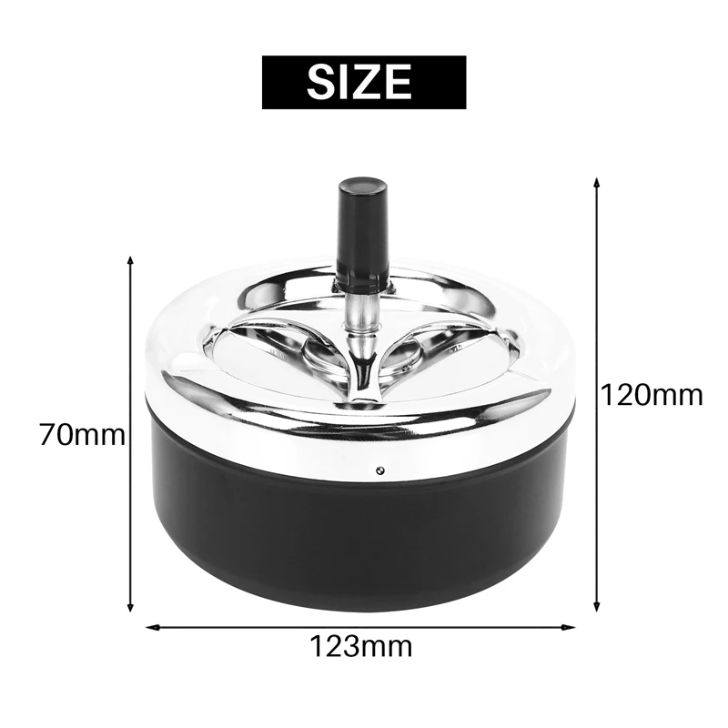 NOCM-Round Push Down Cigarette Ashtray with Spinning Tray Black cigarettes ashtray