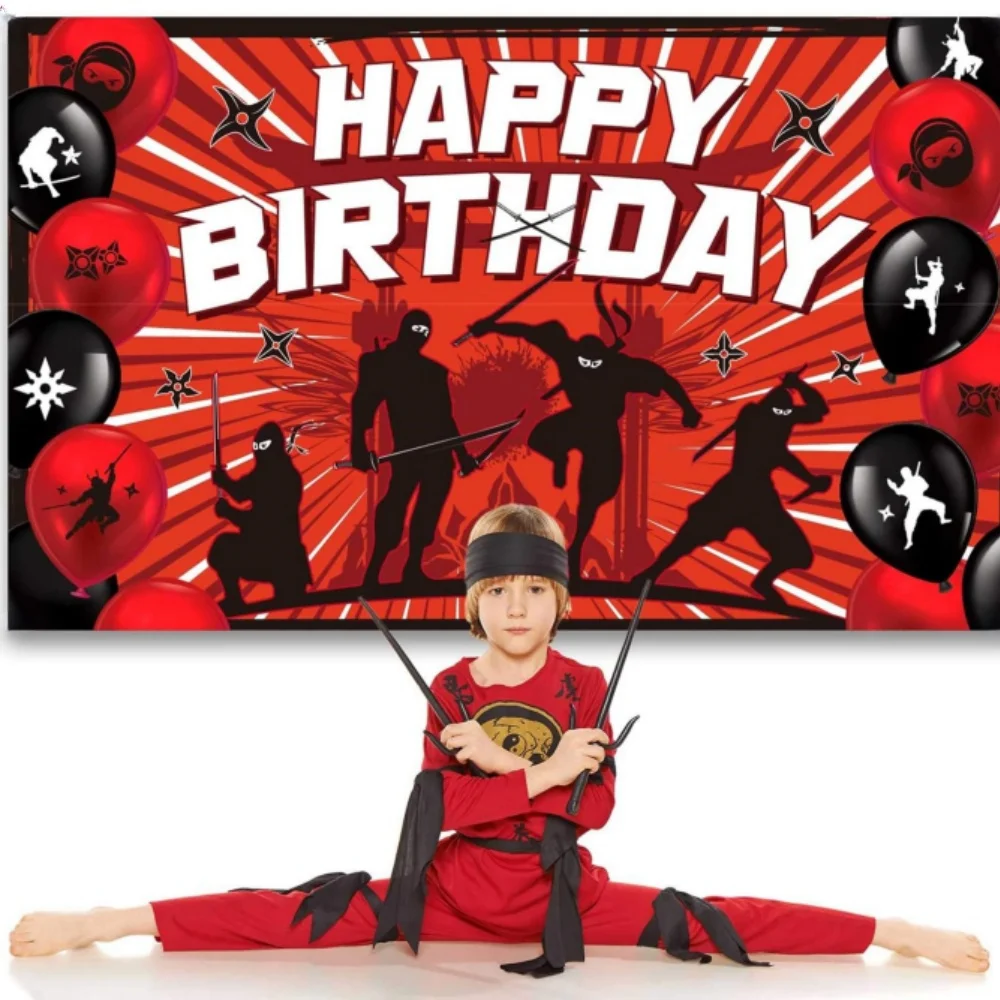 Ninja Birthday Decorations Cartoon Ninja Theme Balloons Disposable Tableware Backdrop Tablecloth Kids Boys Party Event Supplies birthday tableware set birthday party supplies party supplies disposable tablecloth