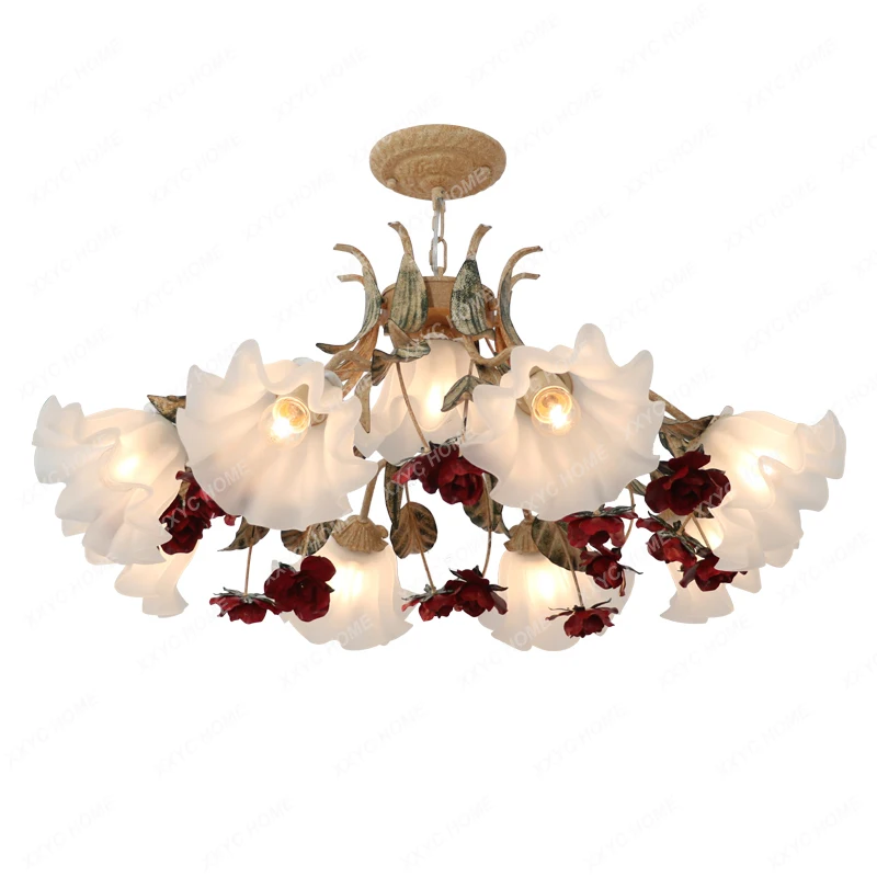 

Bedroom Chandelier Living Room Fresh Pastoral Distressed American Restaurant Ideas Flower Romantic Lamps