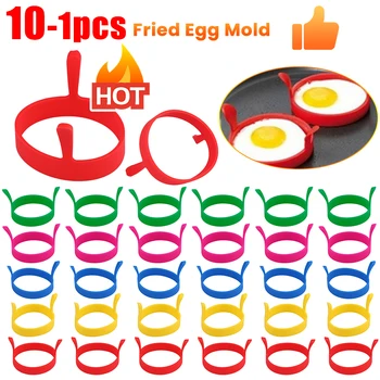 10-1pcs Silicone Ring Fried Egg Mold Food Grade Egg Cooker Heat Resistant Nonstick Pancake Round Molds DIY Utensils for Cooking