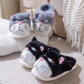 Fluffy Slippers Women House Cute Cartoon Casual Winter Designer Shoes Girls Home Flats Elegant Plush Fashion Footwear Large Size 1