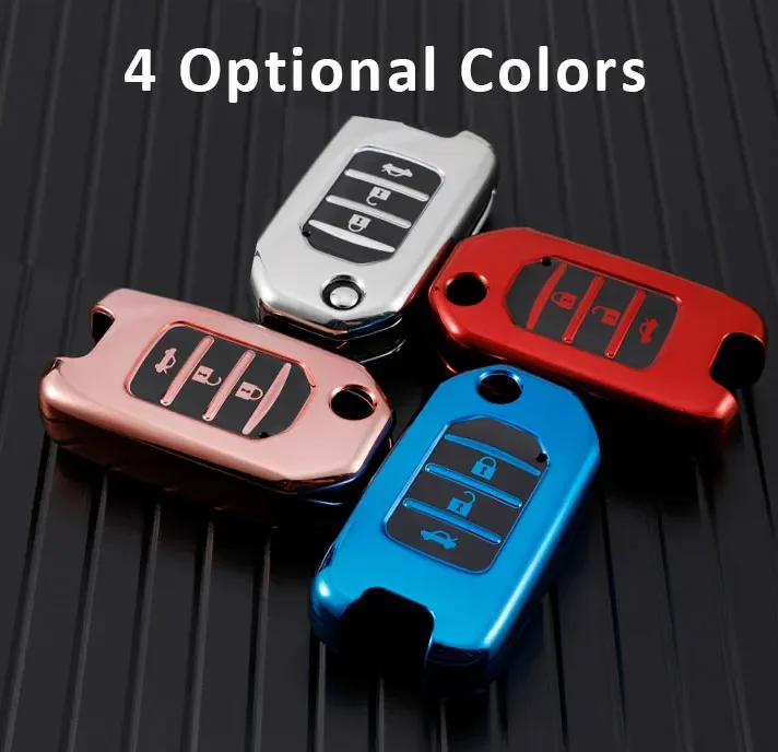 Key Case Cover Key Case Flip Key Fob Shell Car Key Shell For Honda Accord Civic CR-V HR-V HRV Crider Jade Odyssey Car TPU Folding Key Cover