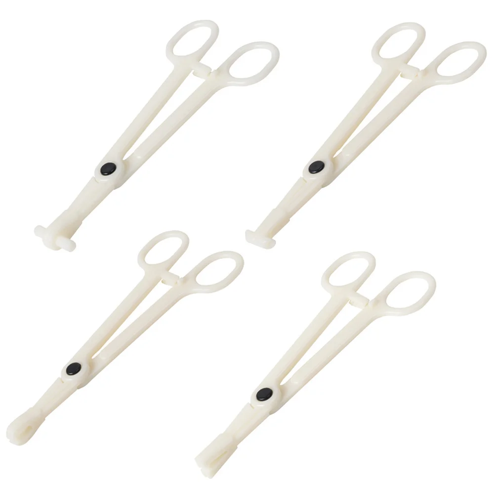 

4 Pcs Piercing Kit Tattoo Forceps Tools Safe Clamps Nose Ring Round Mouth Lip Supplies White