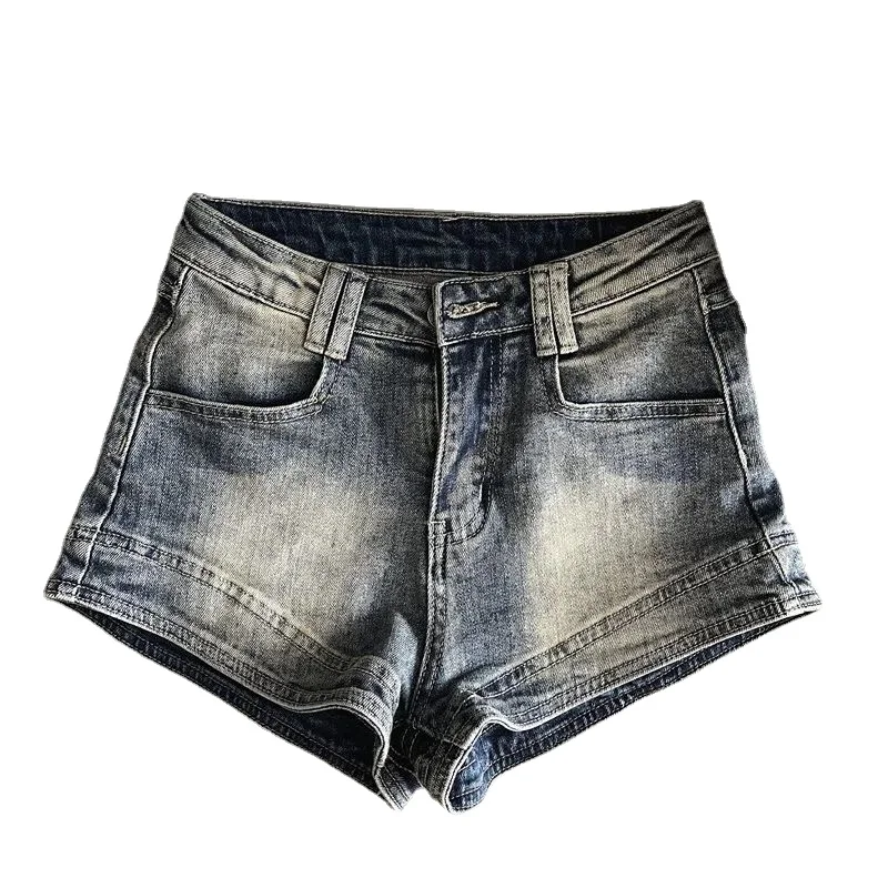 

Vintage Washed Design Denim Shorts for Women Korean Style