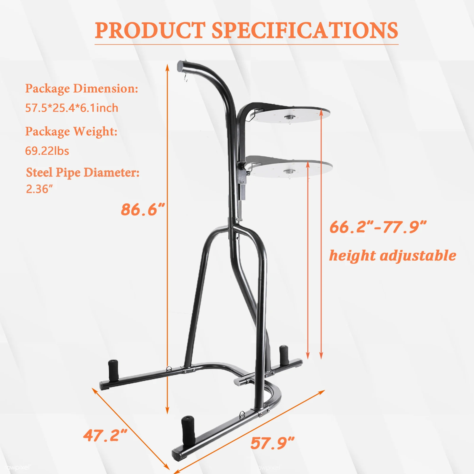 AOOU Heavy Boxing Bag and Speed Bag Stand, Steel Punching Stand for Heavy Bag, Height Adjustable