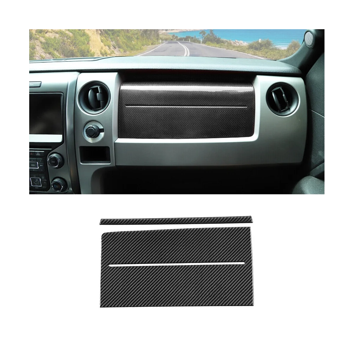 

Co-Pilot Dash Instrument Panel Cover Trim Decoration Stickers for Ford F150 2009-2014 Accessories - Soft Carbon Fiber
