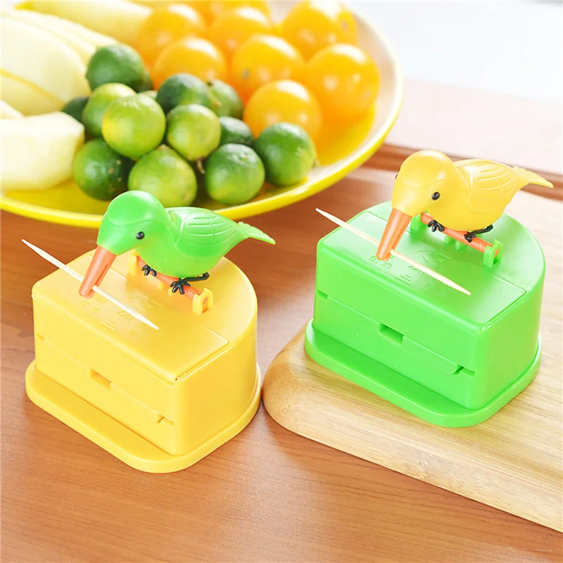 Creative Bird Toothpick Holder Automatic Dispenser Plastic Container