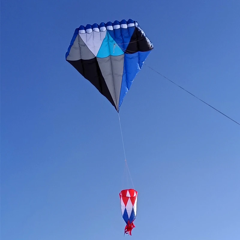 

free shipping 3m blue diamond kite large soft kite flying for adults nylon kite windsocks walk in sky outdoor sport toy software