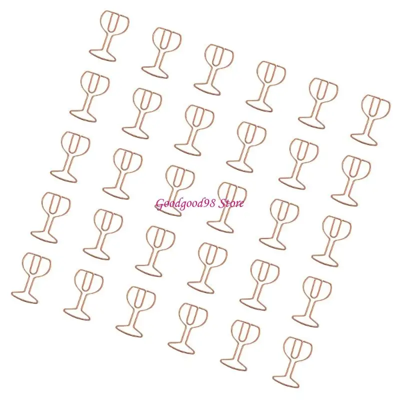 30Pcs 와인 유리 모양 종이 클립 파일 주최자 클립 금속 책 마커 클립