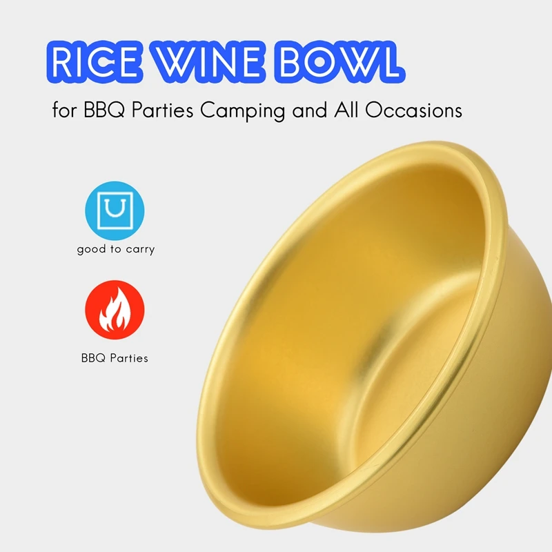 A15F-300ML Korean Rice Wine Bowl Light And Strong Aluminum Cup Perfect For BBQ Parties Camping And All Occasions, 4PCS