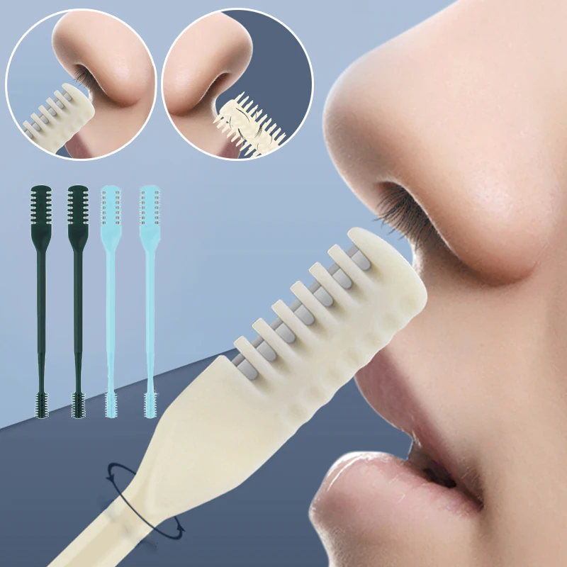 남성용 손 회전 코 헤어 트리머 면도기, 양면 코 헤어 리무버, 세척 가능, 눈썹 코 귀 헤어 트리머 도구, 2 개