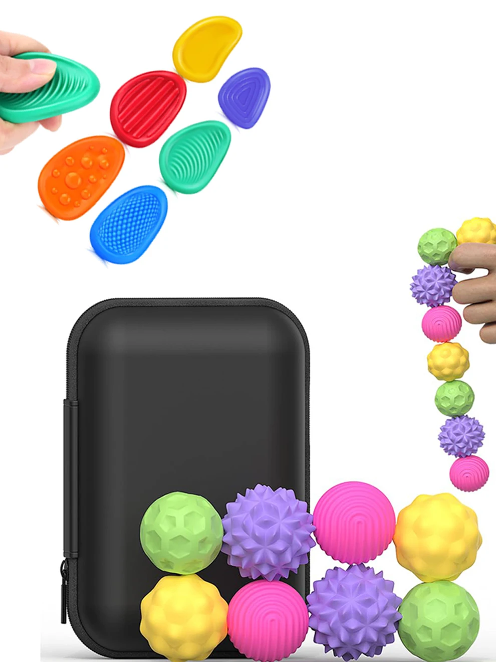 Magnetic Sensory Stress Relief Balls with Textured Silicone Shell