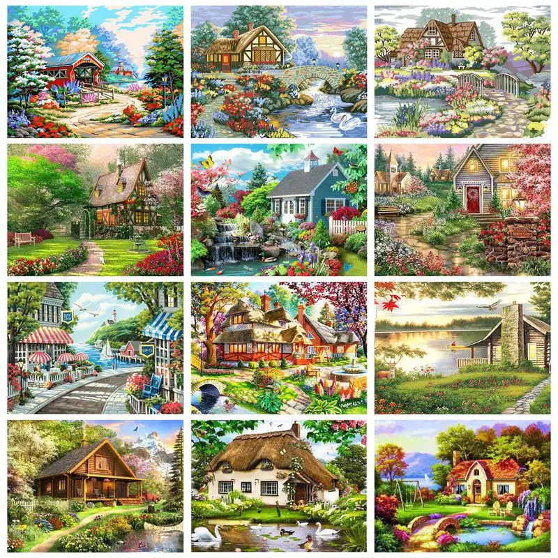 GATYZTORYPaintingByNumbersFramePicturePaintCountryGarden