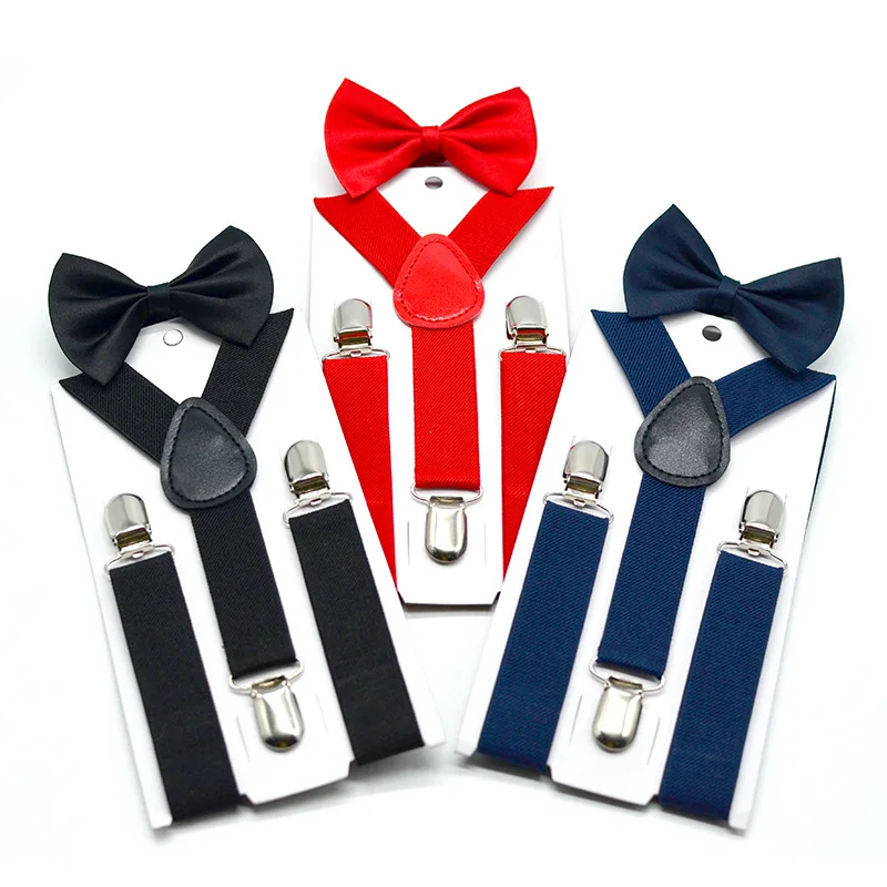 

1pcs Kids Suspenders with Bowtie Fashion Children Bow Tie Set Boys Braces Girls Adjustable Suspenders Baby Wedding Ties