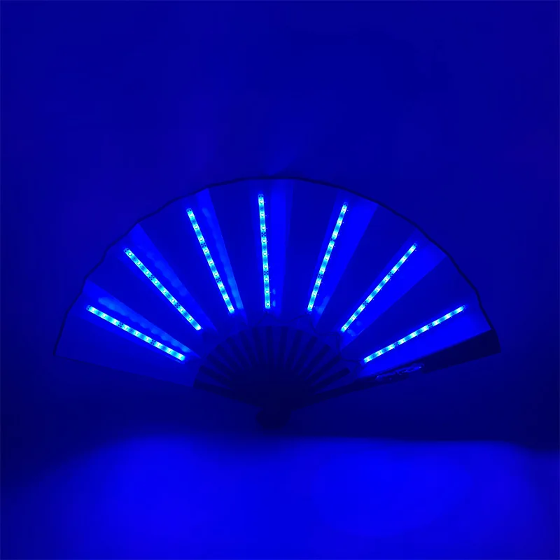 Glow Folding Led Fan Dancing Light Fan Night Show Halloween Christmas Rave Festival Accessories Glow In The Dark Party Supplies