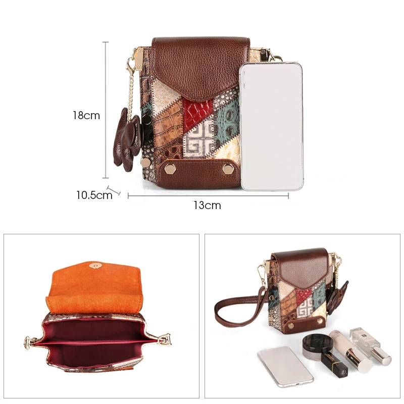 Vintage Shoulder Bag for Women Cowhide leather Phone Pocket Designer Causal Retro Crossbody Bags Women Purses and Handbags