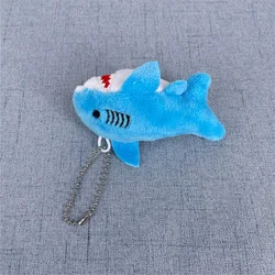 Colorful Plush Shark Keychain Toy - 8cm Ocean Animal Doll Gift (Blue)