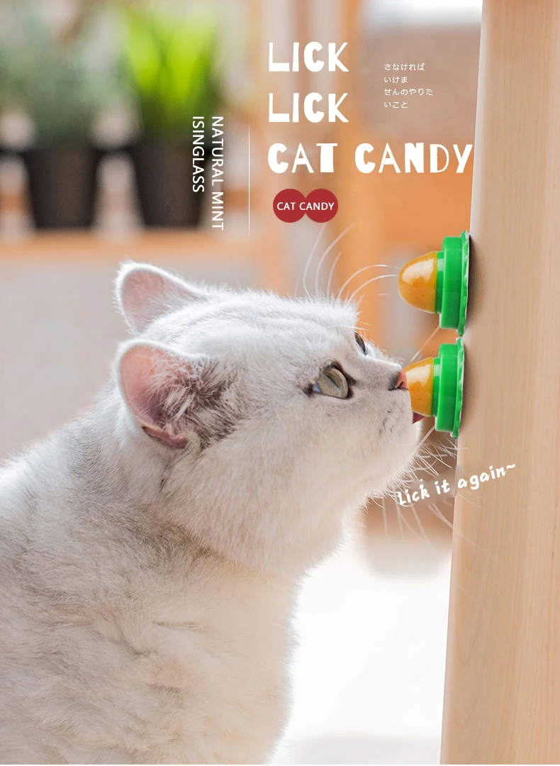 1PC Catnip Sugar Cat Treats Energy Ball Cat Lollipop Toy Licking Solid Candy Round Pill Safety Cat Nutrition Cream Accessories
