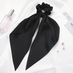 Chic Korean Solid Color Hair Scrunchies with Ponytail Scarf (Style-01)