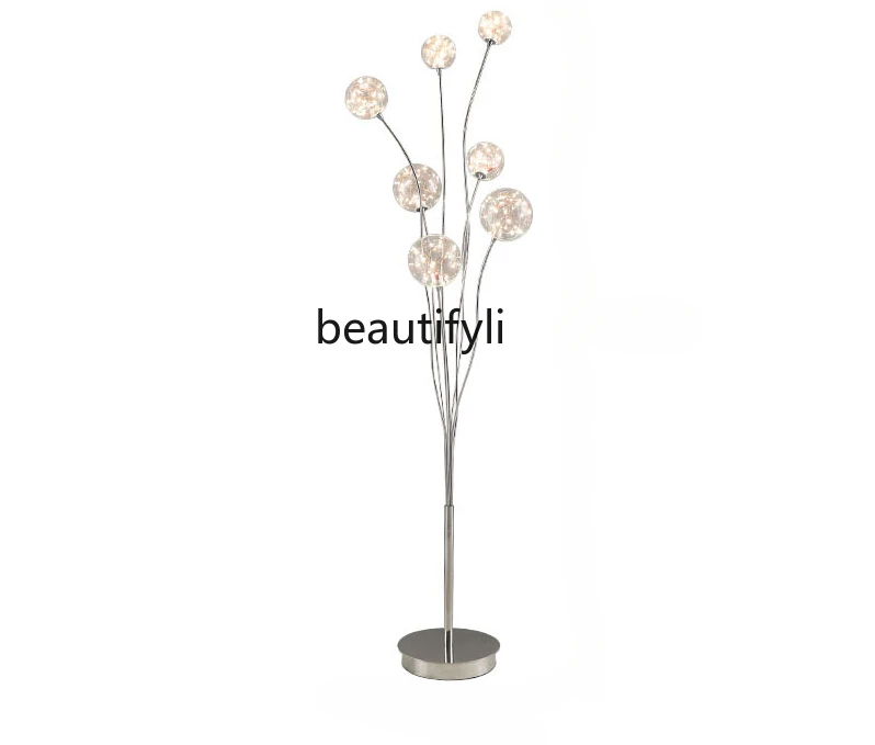 

Fire Tree Silver Flower Lamp Modern Living Room Starry Sky Photo Decoration Floor Lamp Creative Bedroom Light Luxury Glass Ball