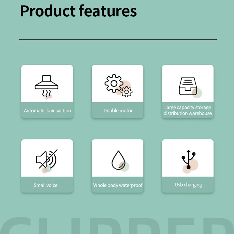 Children'S Hair Clipper Automatic Hair Suction Electric Trimmer Clippers Shave Self-Help Waterproof Low Noise USB Charge Cutter 5